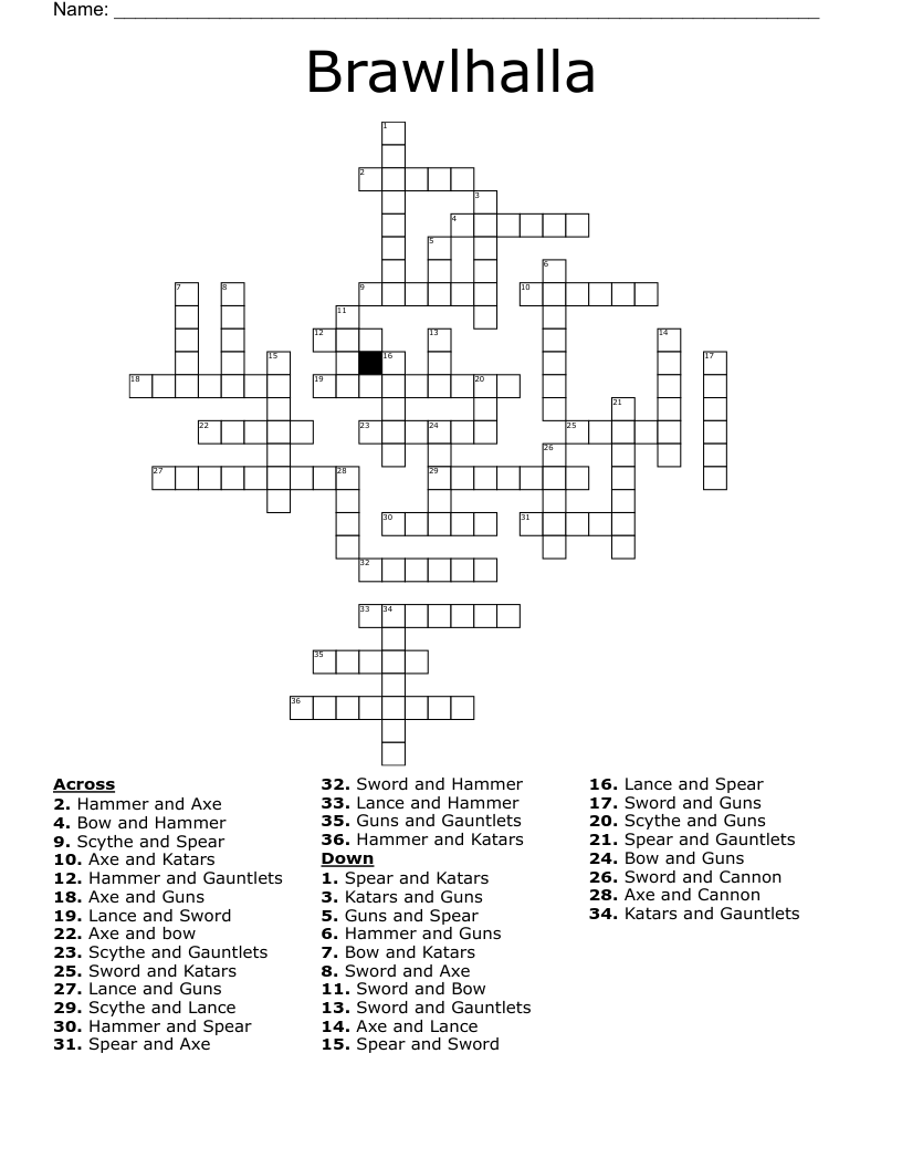 Brawlhalla Crossword