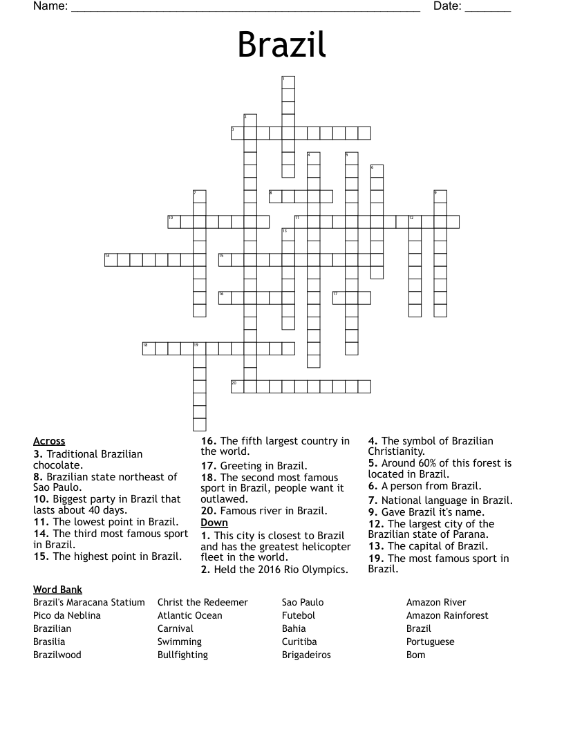Brazil Crossword