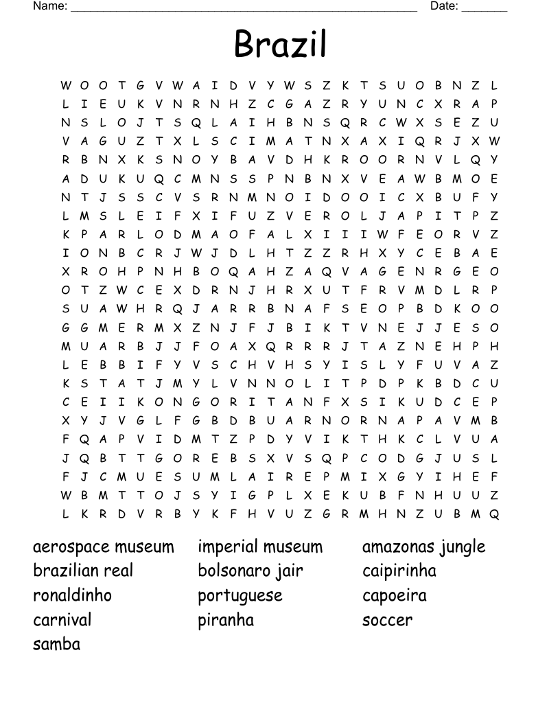 Brazil Word Search