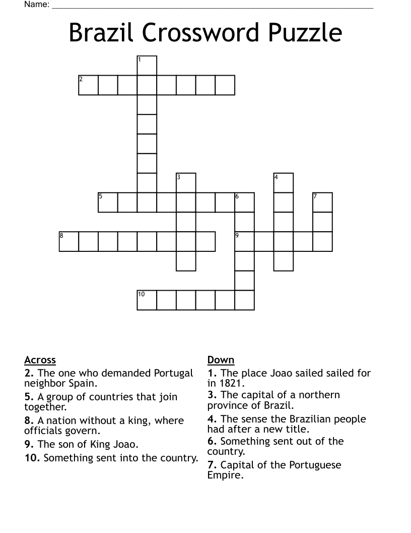 Brazil Crossword Puzzle