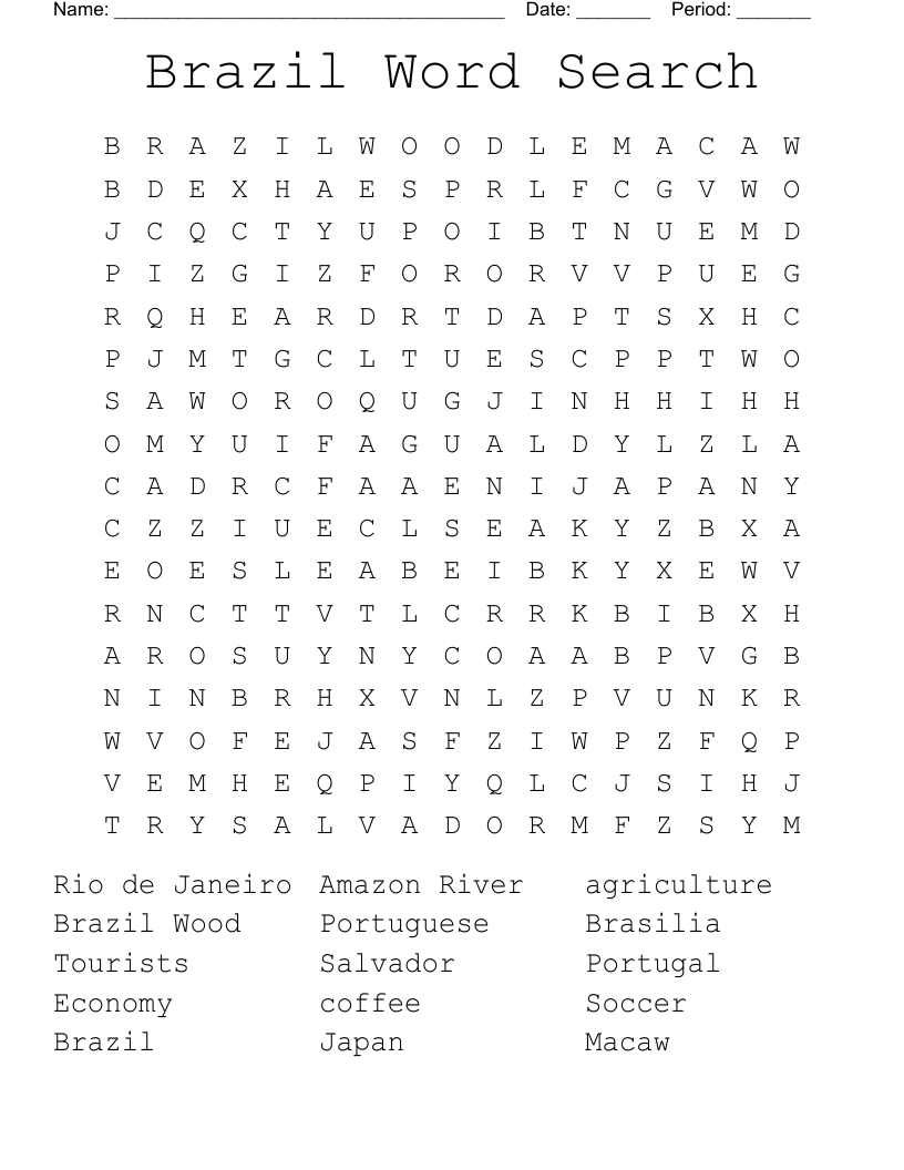 Brazil Word Search