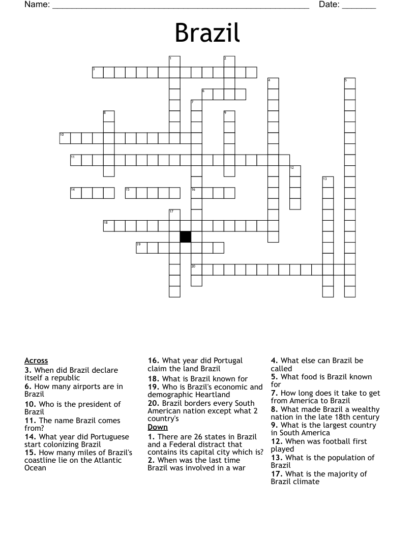 Brazil  Crossword