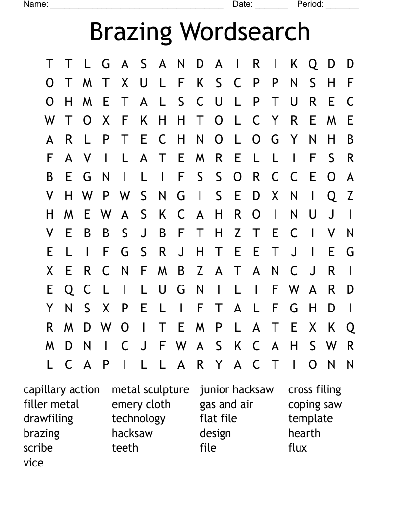 Brazing Wordsearch