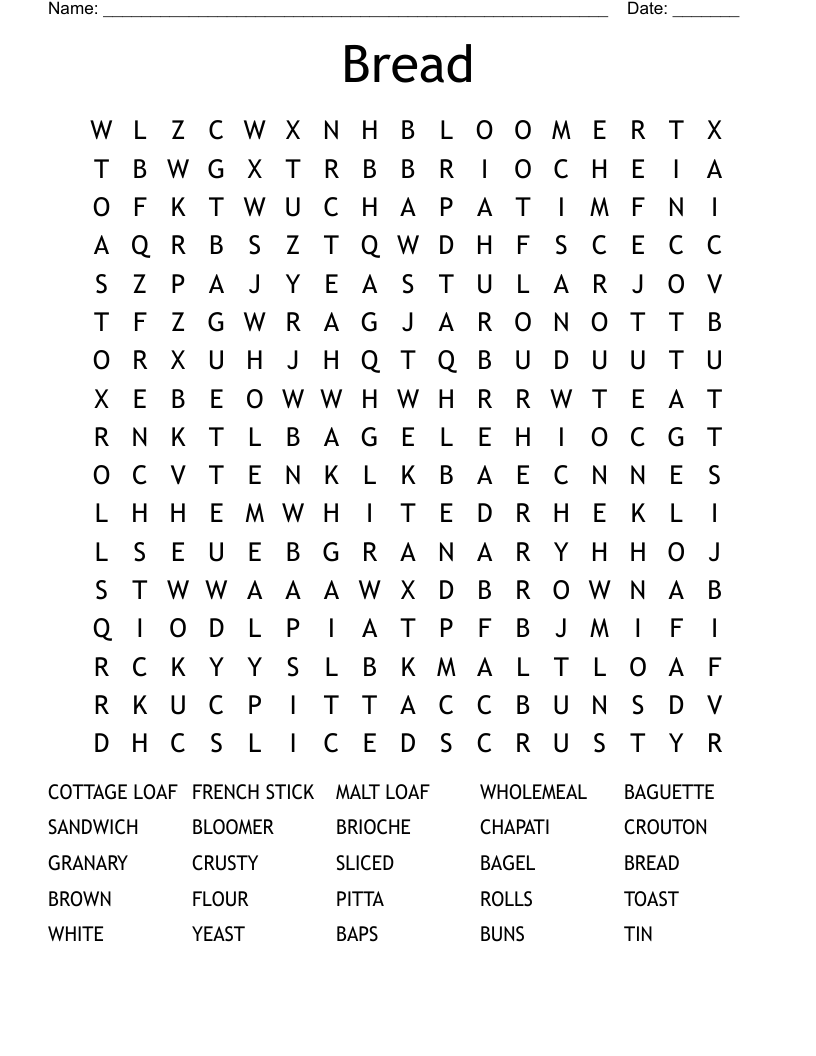 Bread Word Search