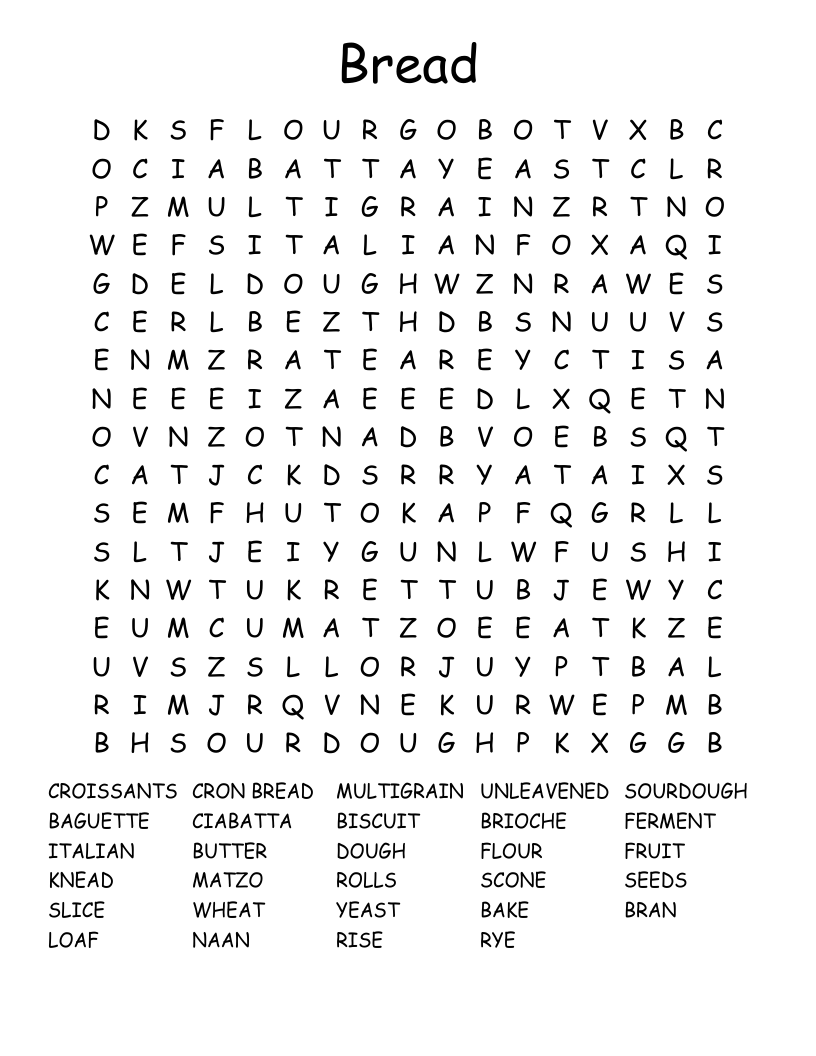 Bread Word Search