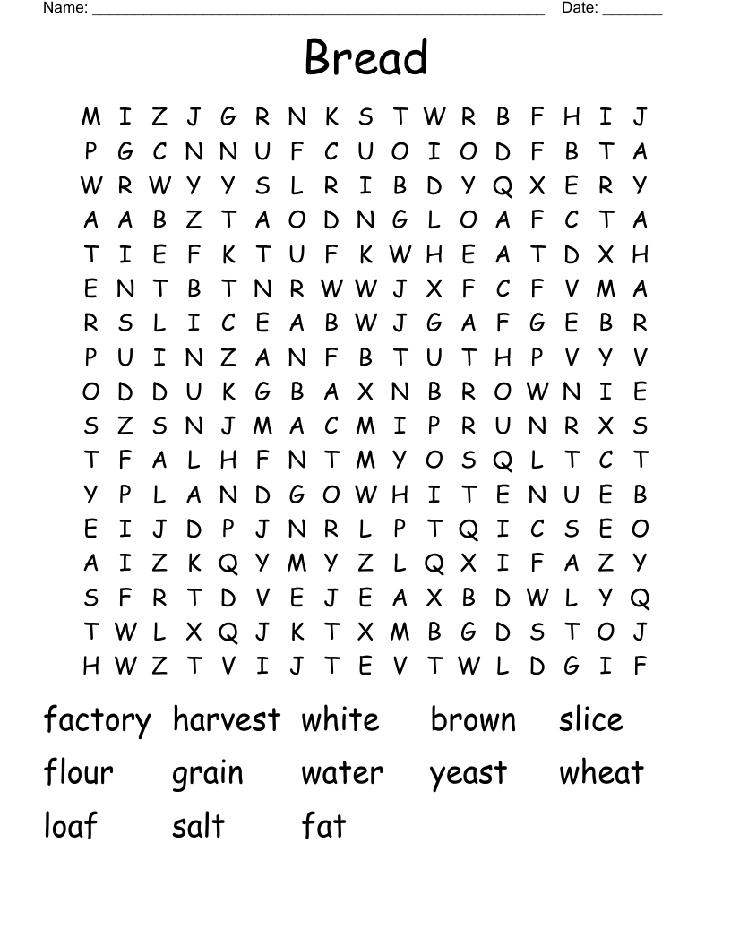 Bread Word Search