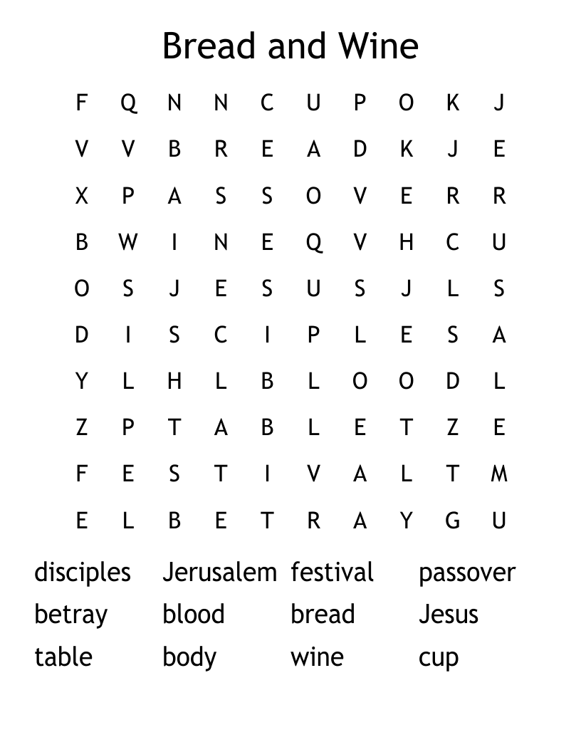 Bread and Wine Word Search