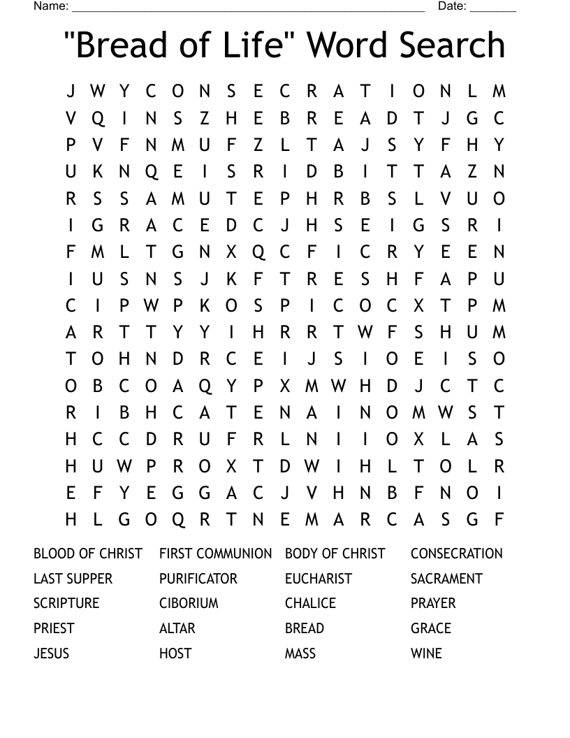 "Bread of Life" Word Search