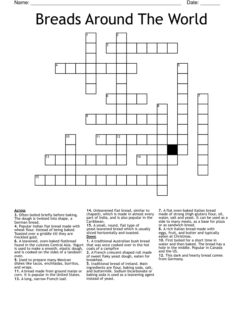 Breads Around The World  Crossword