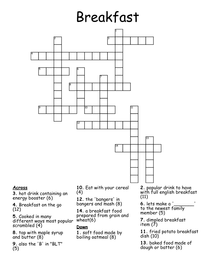 Breakfast Crossword