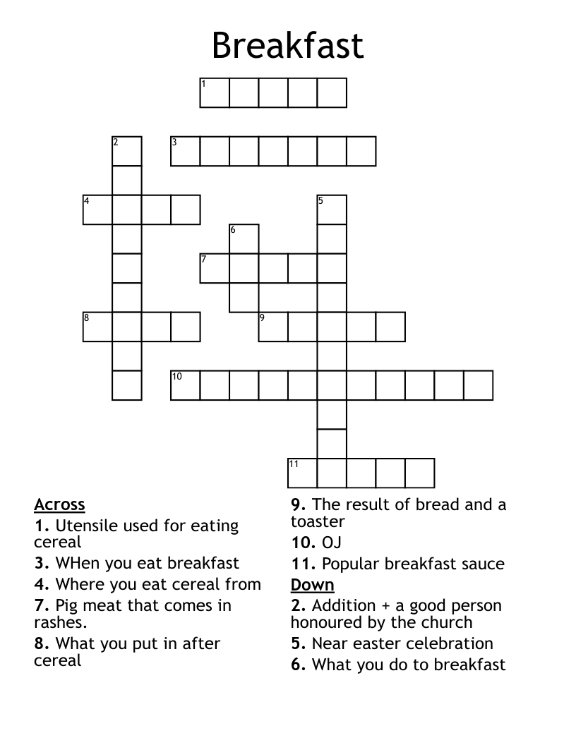 Breakfast Crossword