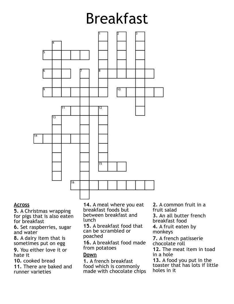 Breakfast Crossword