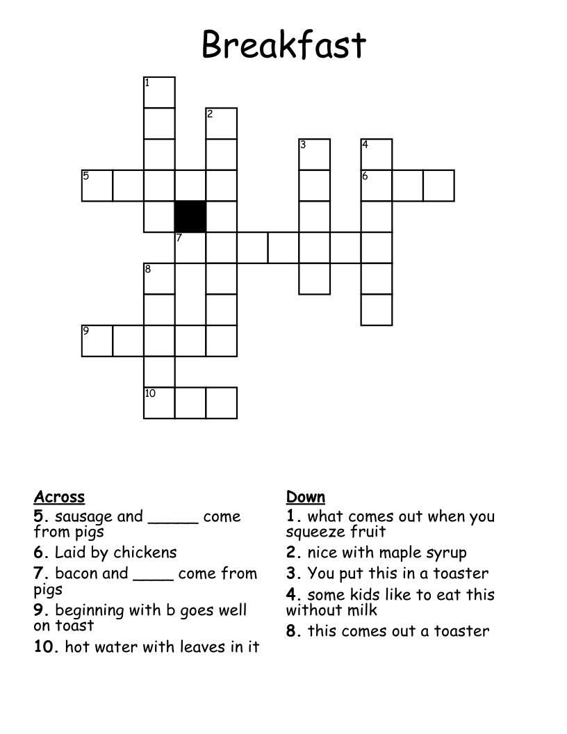 Breakfast Crossword