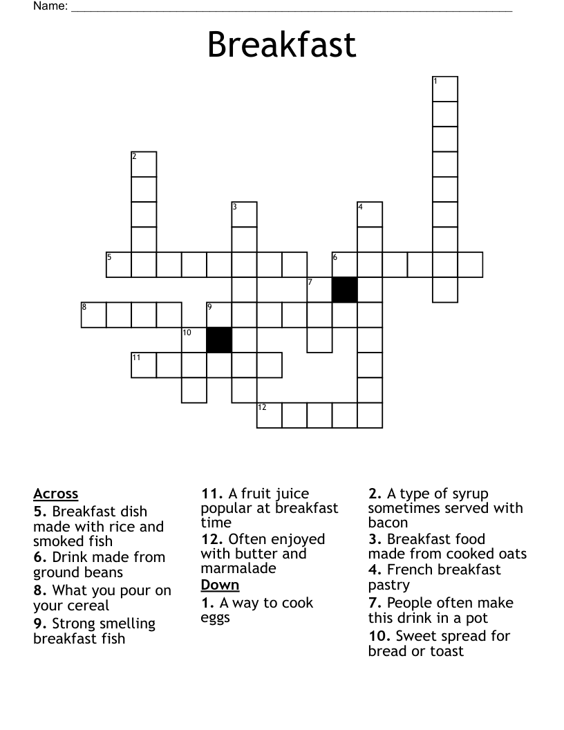 Breakfast Crossword