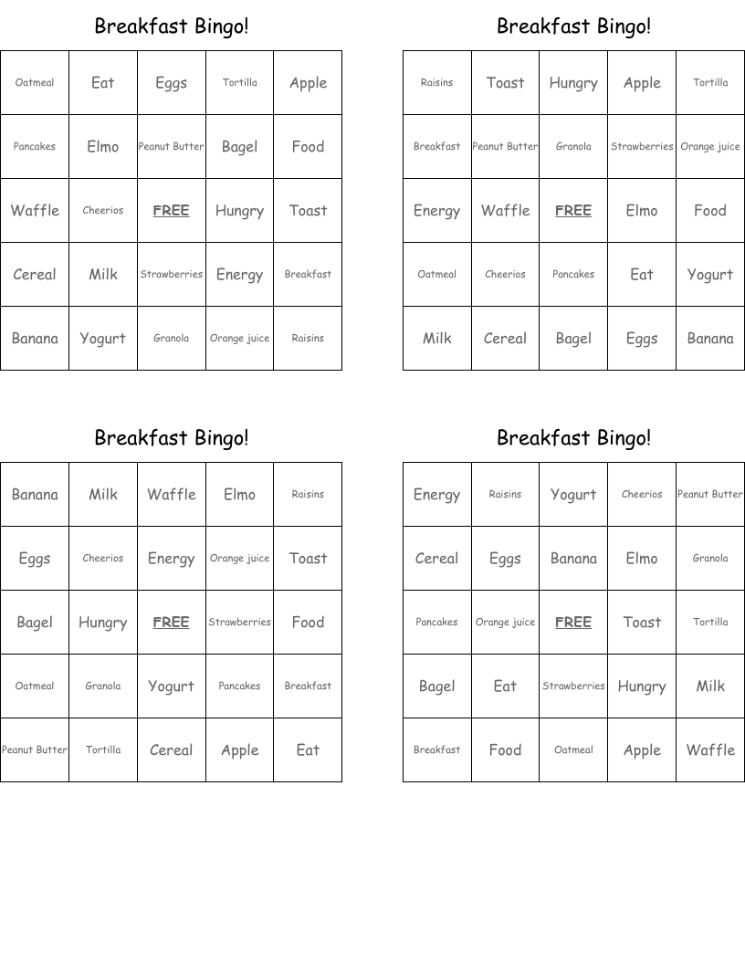 Breakfast Bingo!
