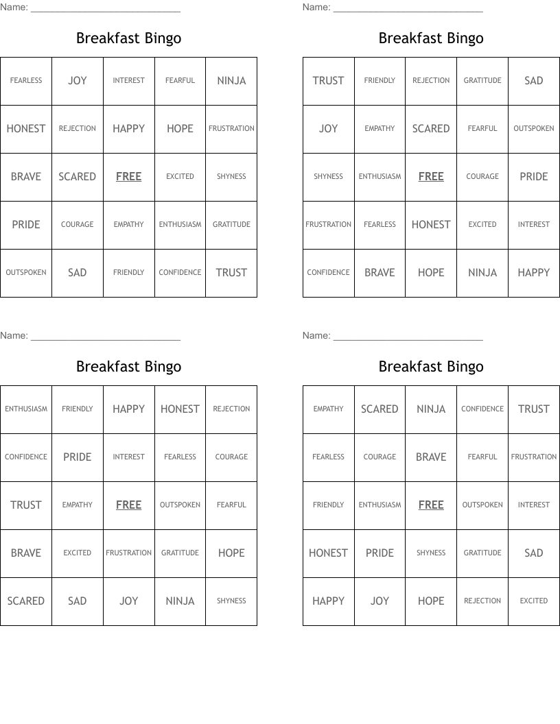 Breakfast Bingo
