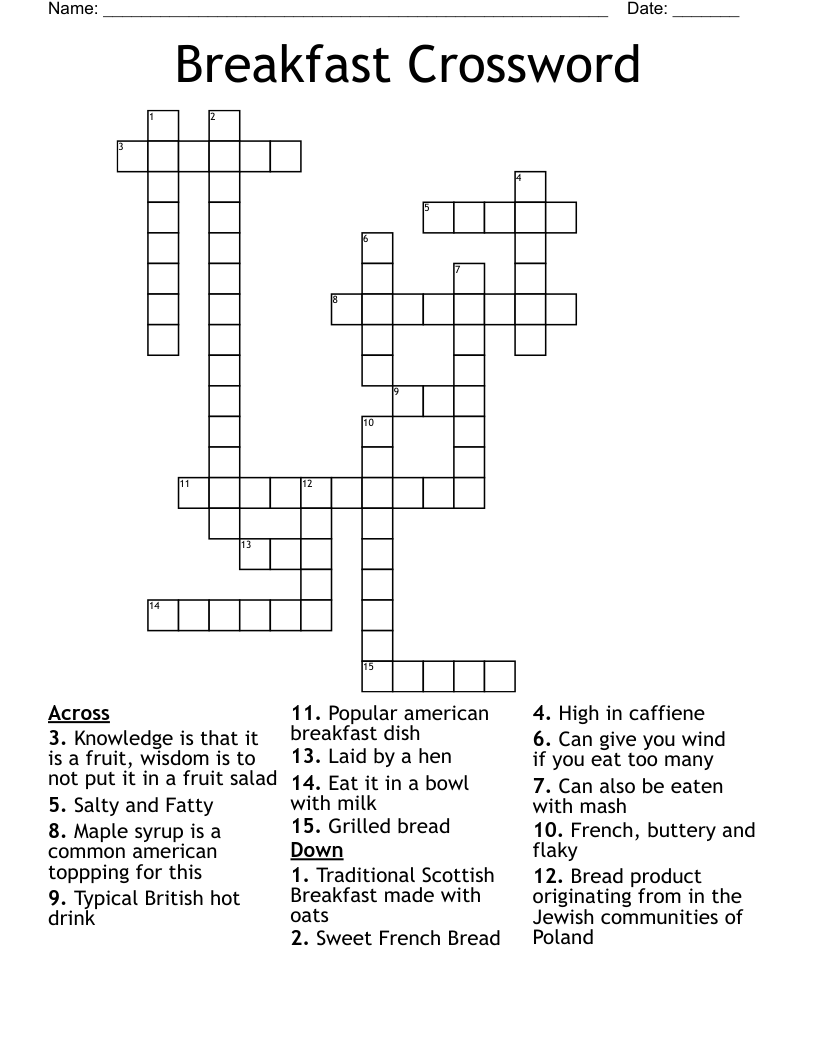 Breakfast Crossword