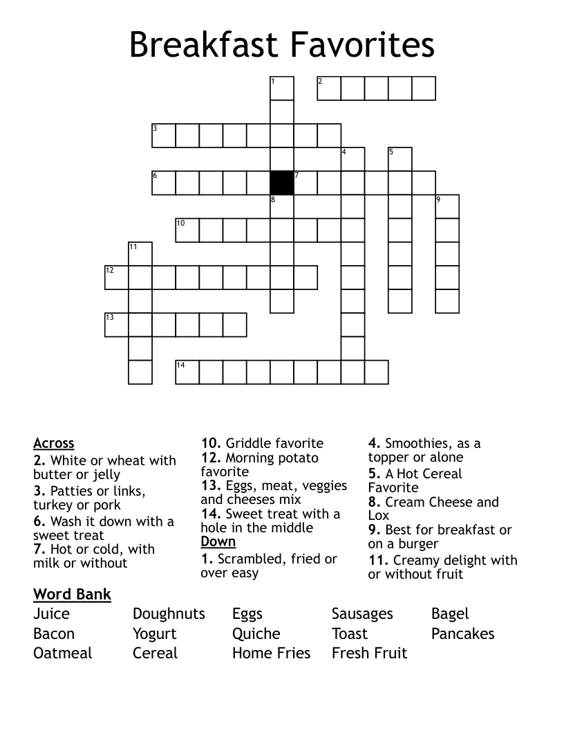 Breakfast Favorites Crossword