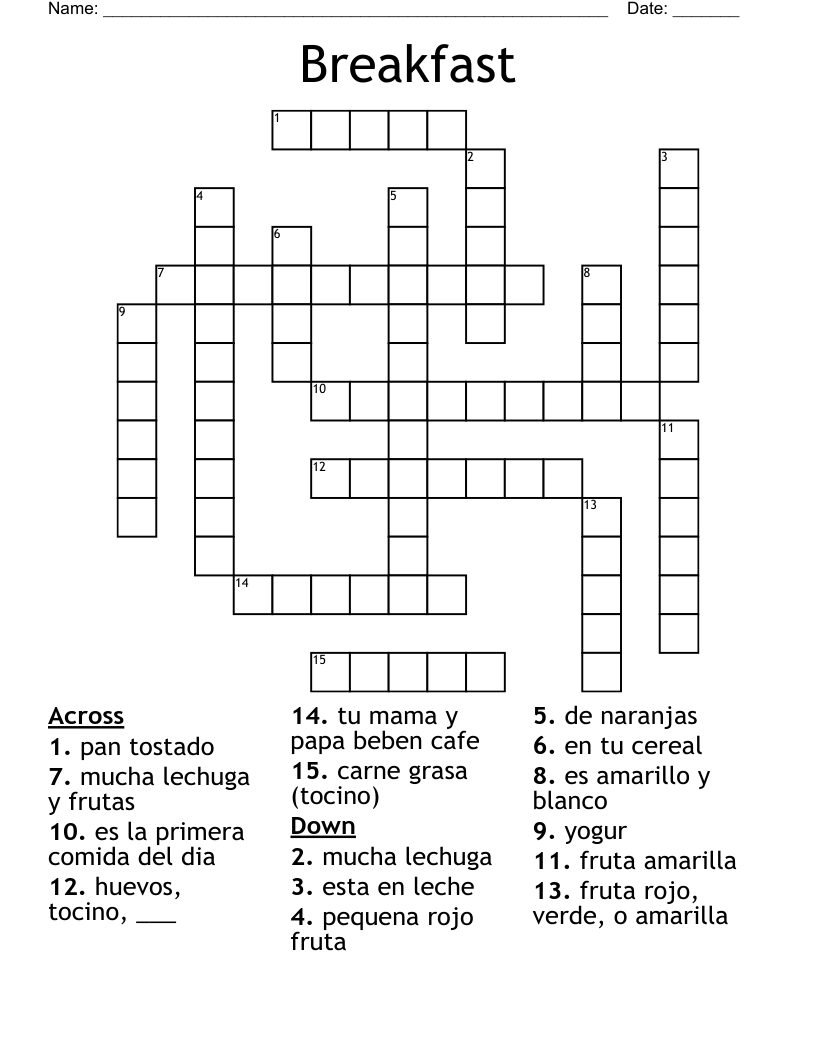 Breakfast  Crossword