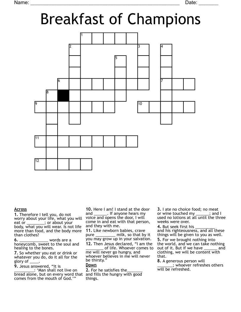 Breakfast of Champions Crossword
