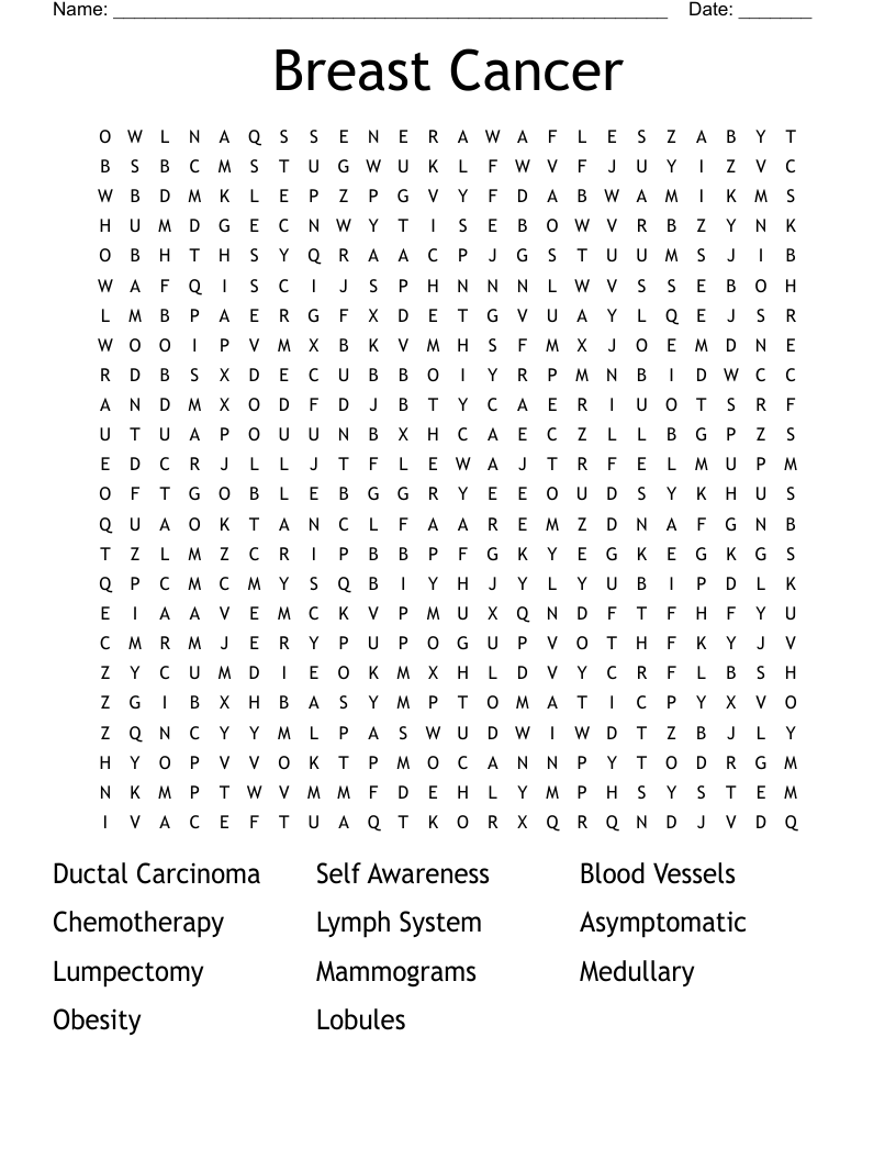 Breast Cancer Word Search