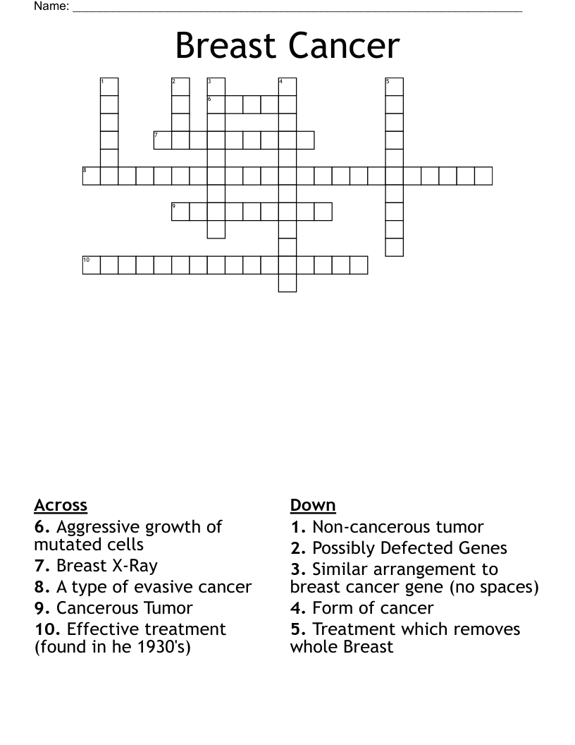 Breast Cancer Crossword