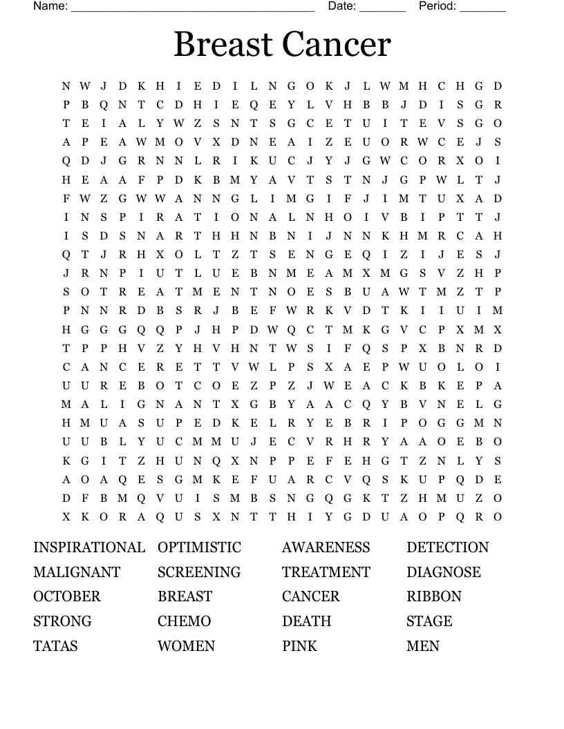 Breast Cancer Word Search