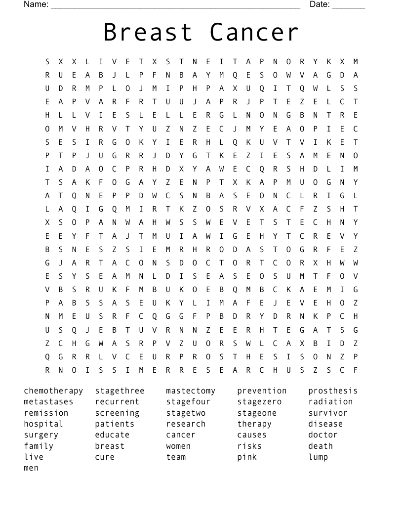 Breast Cancer Word Search