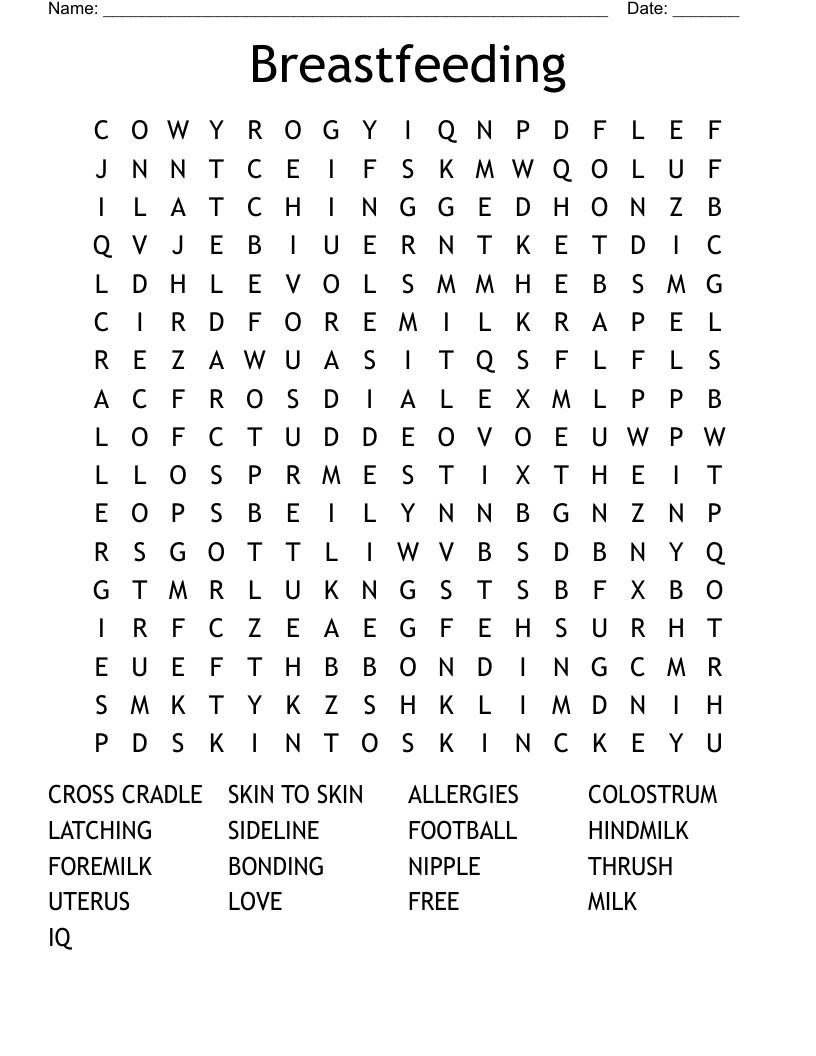 Breastfeeding Word Search