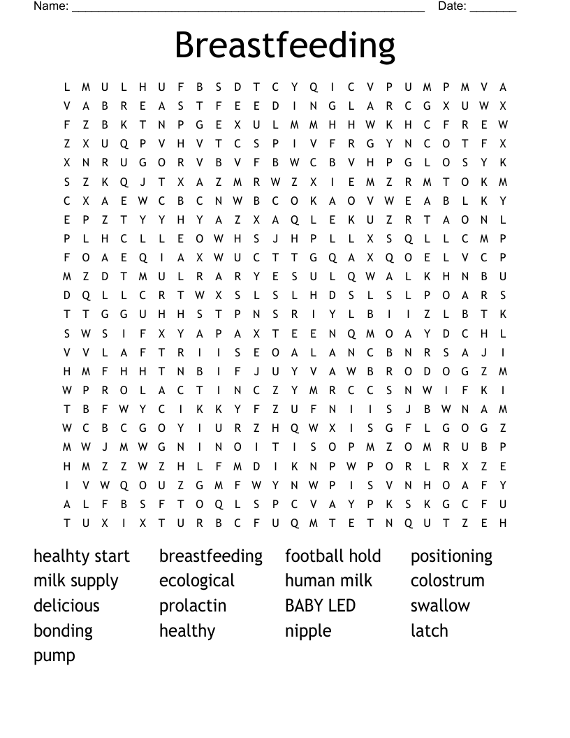 Breastfeeding Word Search