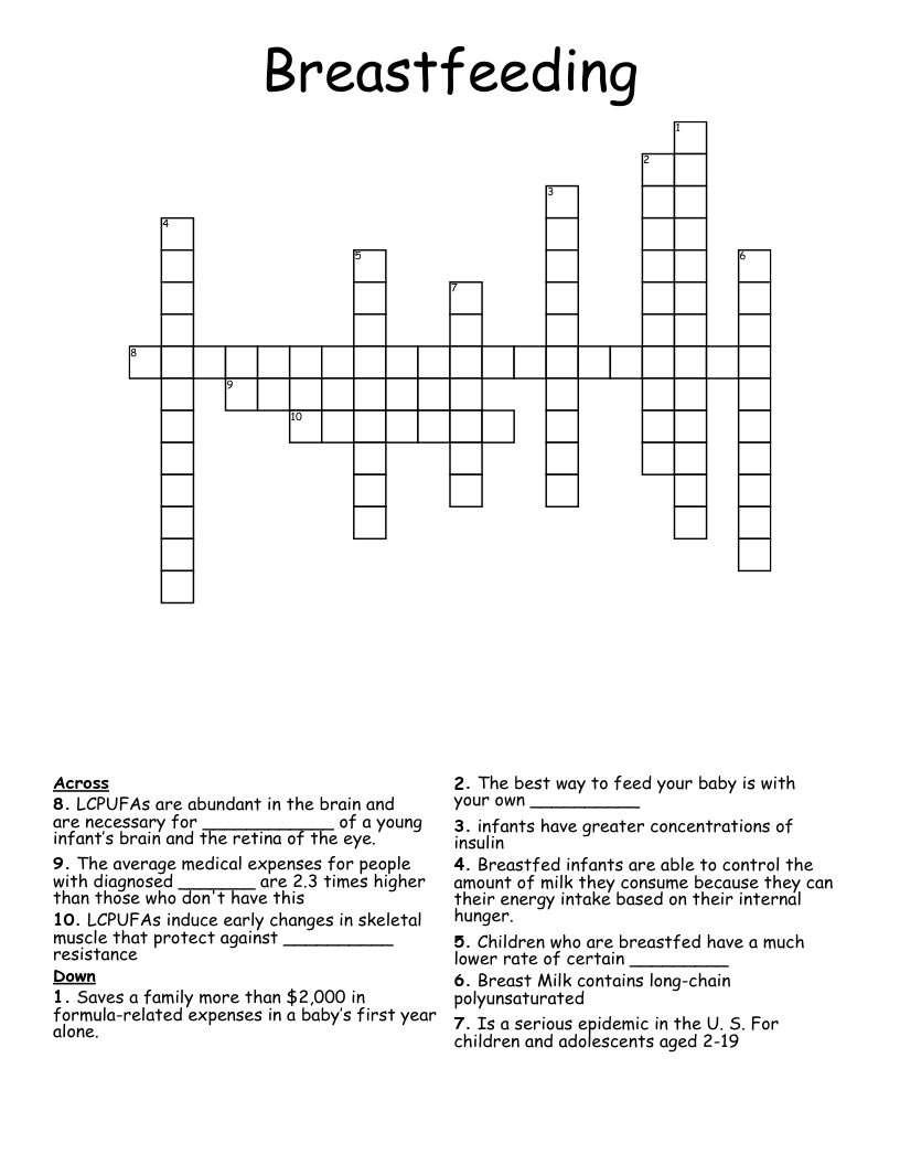 Breastfeeding Crossword