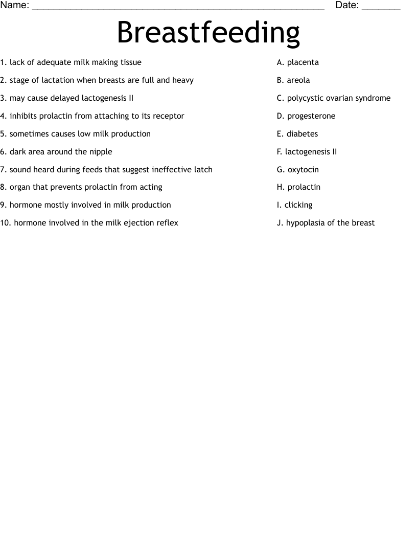 Breastfeeding Worksheet