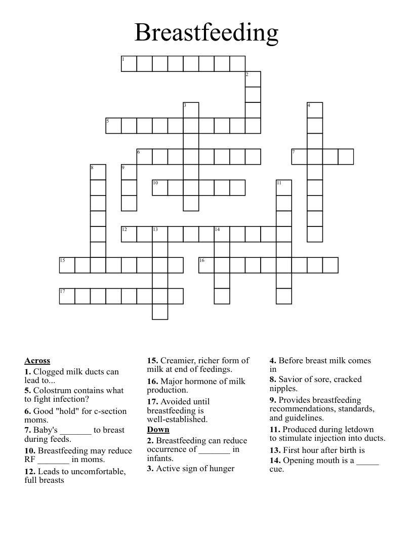 Breastfeeding Crossword