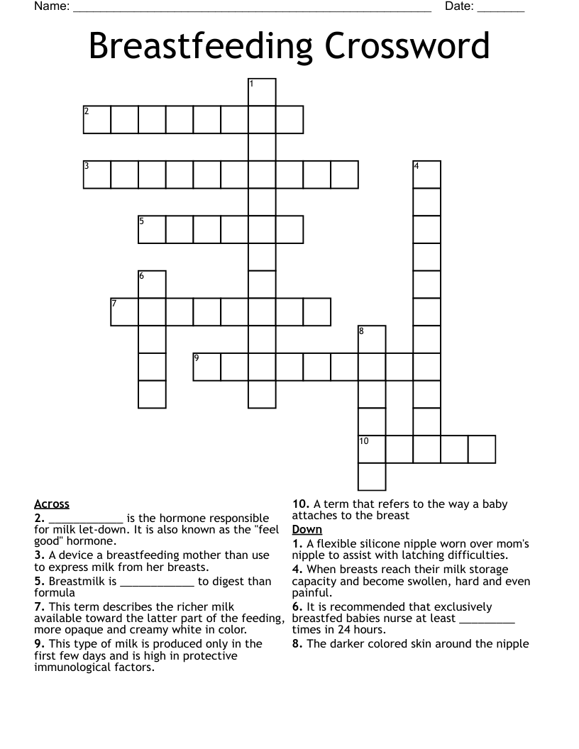 Breastfeeding Crossword