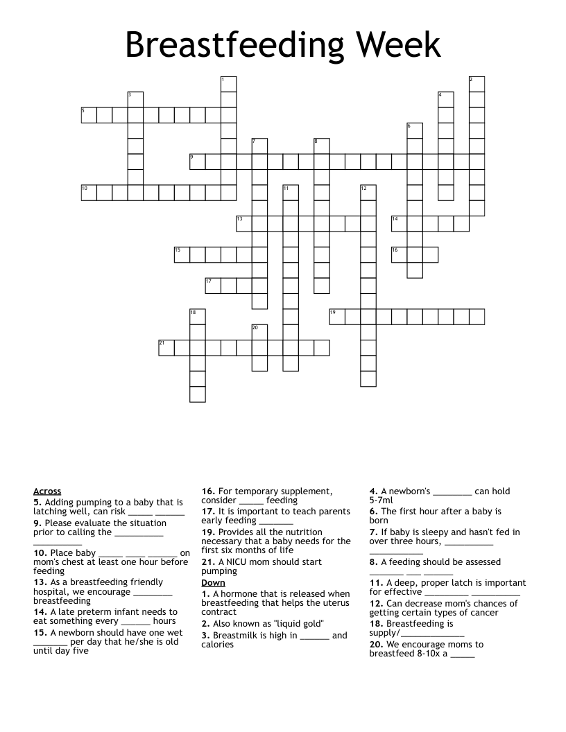 Breastfeeding Week  Crossword