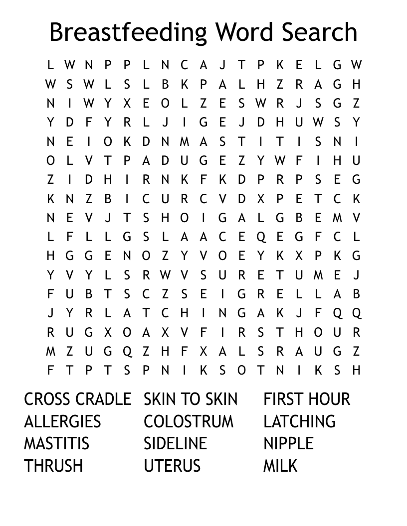 Breastfeeding Word Search