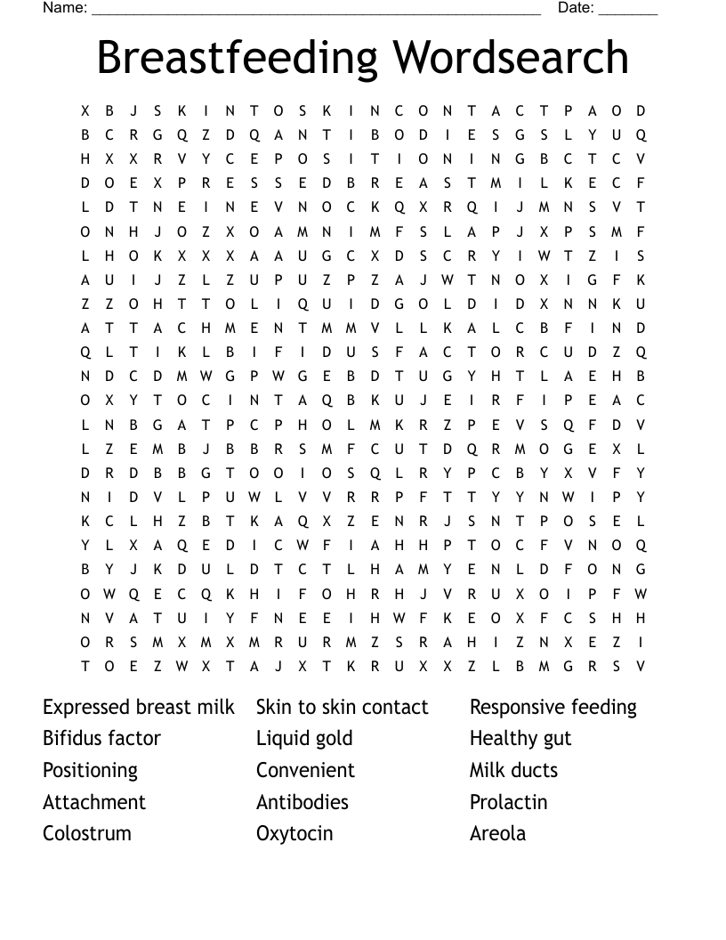Breastfeeding Wordsearch