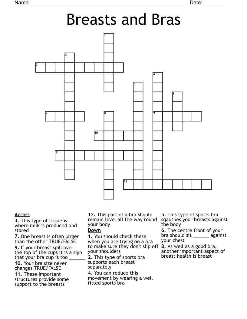 Breasts and Bras Crossword