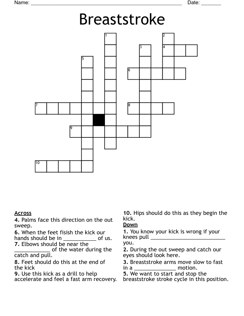 Breaststroke Crossword