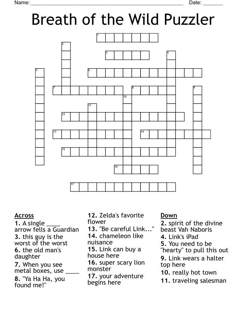 Breath of the Wild Puzzler Crossword
