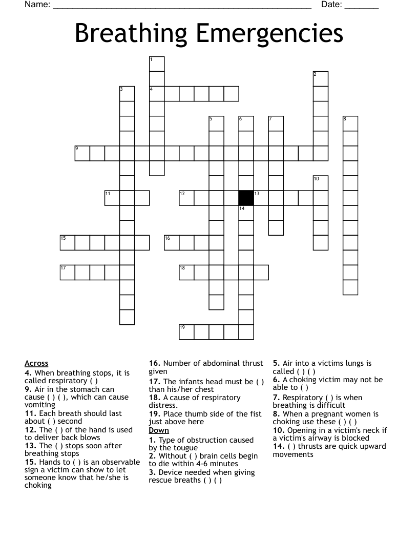 Breathing Emergencies Crossword