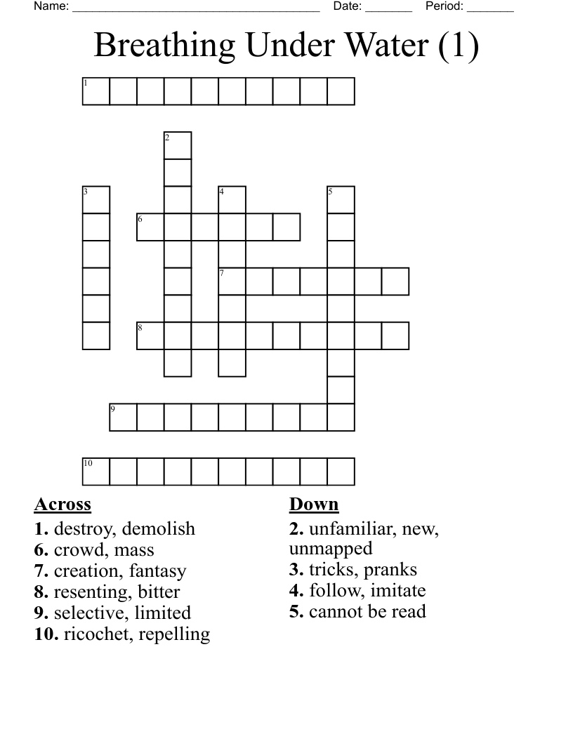 Breathing Under Water (1) Crossword