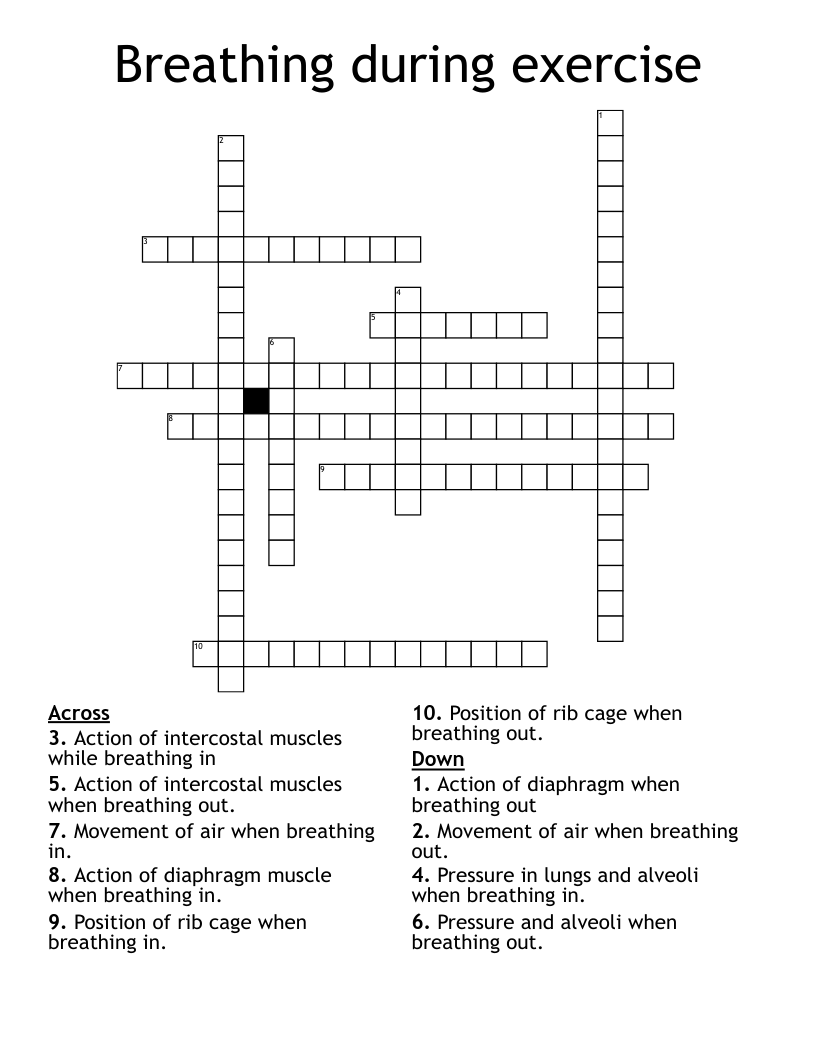 Breathing during exercise Crossword