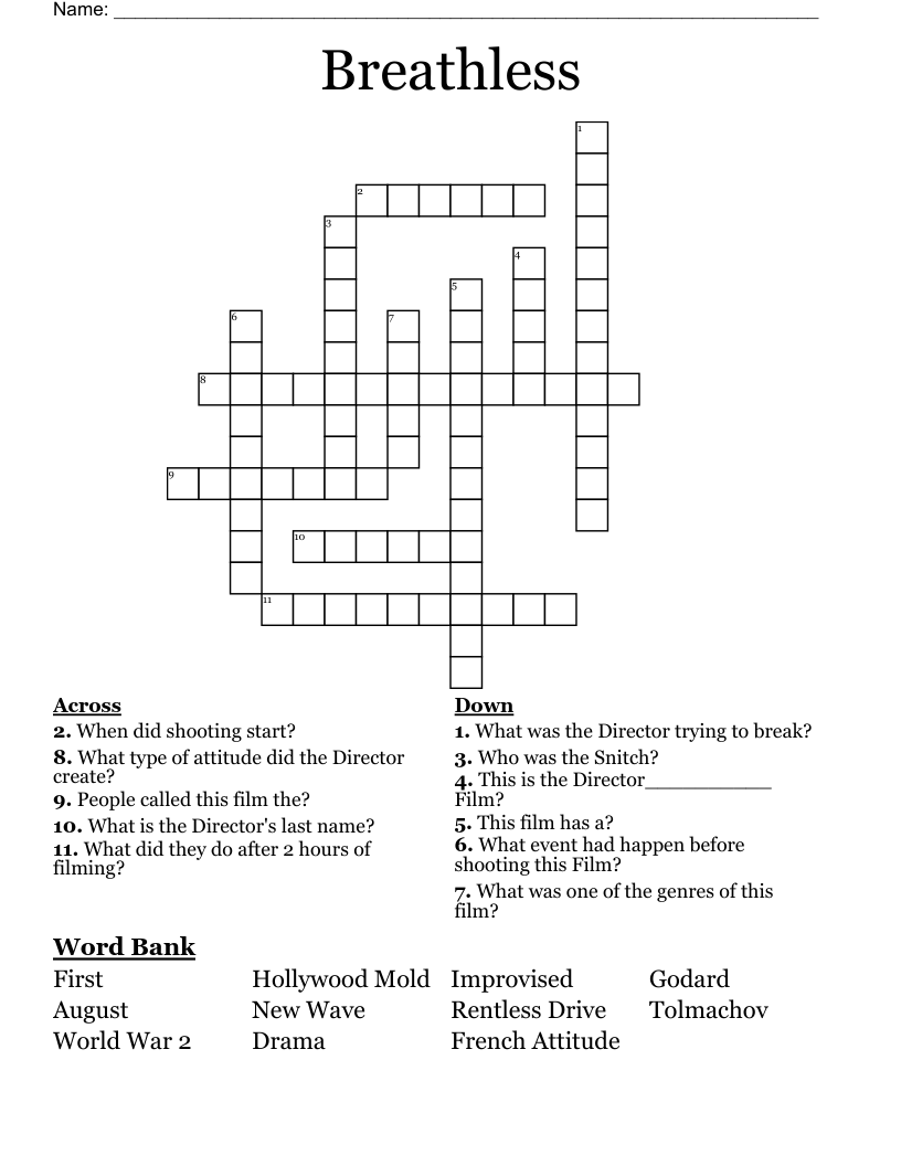 Breathless Crossword