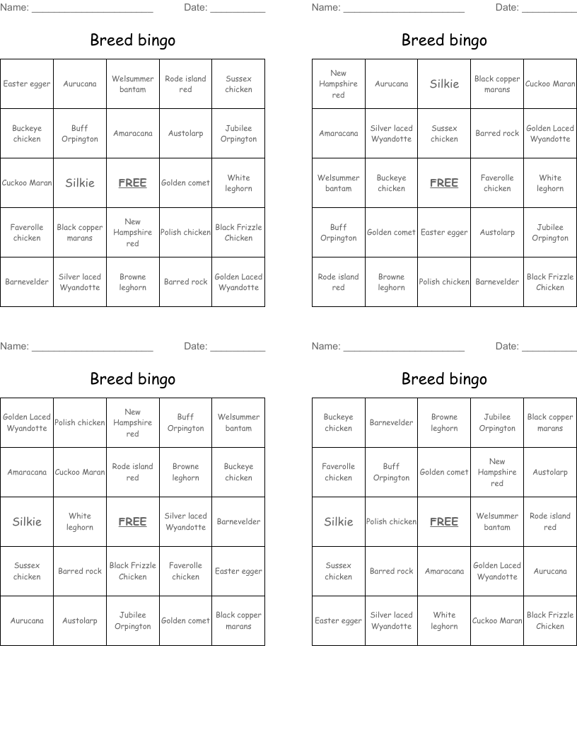 Breed bingo