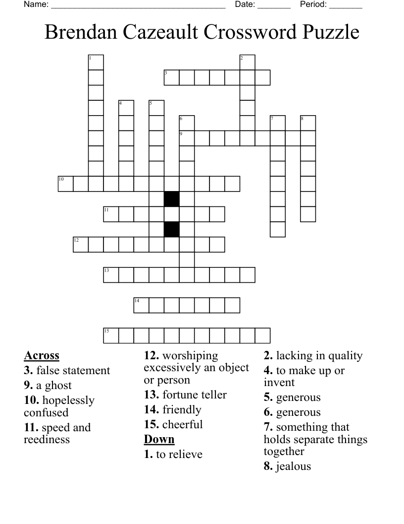 Brendan Cazeault Crossword Puzzle 