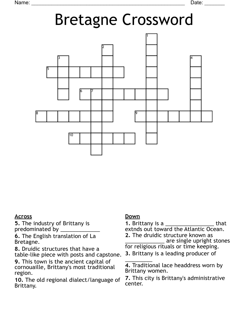Bretagne Crossword
