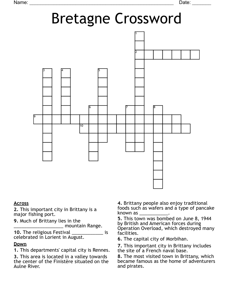 Bretagne Crossword