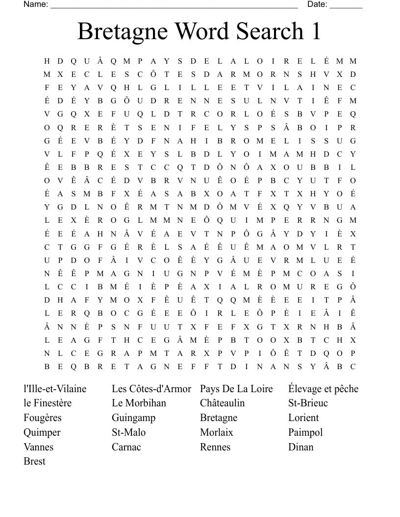 Bretagne Word Search 1