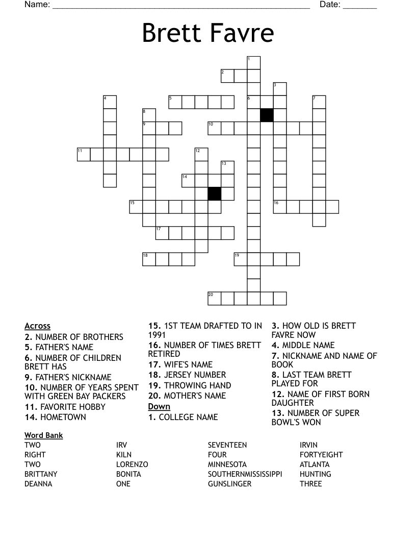Brett Favre Crossword
